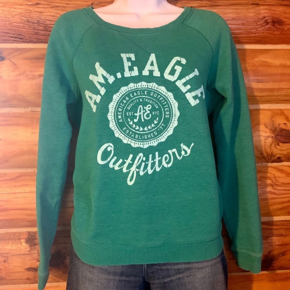 American Eagle Logo Turquoise Crewneck Sweatshirt Small